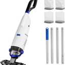 Cordless Handheld Pool Vacuum Cleaner 1110 GPH True Strong Suction 60min Run-time 40m Ultra Fine Mesh Filter for Leaves Debris,with Aluminum Pole&Angle Head for Hot Tubs,Inground &Above Ground Pools (Blue)