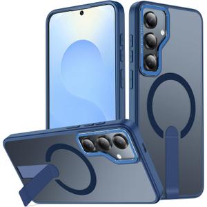 EMMTIPU Galaxy S25+ Plus Case with Stand, Compatible with MagSafe Wireless Charging, [Military Drop Protection] Non-Slip Shockproof Magnetic Phone Case Cover for Samsung Galaxy S25 Plus (Blue)