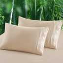 100% Viscose Derived from Bamboo Pillow Cases Set of 2, Breathable Cooling Pillowcases for Hot Sleepers, 600 Thread Count, Silky Soft, Standard Size, Khaki
