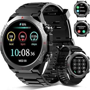 Military Smart Watches for Men (Answer/Make Calls), 1.39" HD Fitness Watches, Heart Rate/Sleep Monitor, 110+ Sports Modes Watch for Men, Waterproof Watch, 30Day, Watches for Android/iPhone, Black