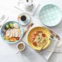 Selamica Ceramic Pasta Bowls Set 34 OZ, Large Salad & Dinner Bowls 8.6 Inch, Wide Shallow & Deep Plates for Pasta Soup, Microwave & Dishwasher Safe, Set of 6, Assorted Colors