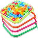Hoolerry 4 Pcs Hard Clear Zipper Case Makeup Bags Plastic Zipper Pouch Transparent Storage Box Containers for Cosmetics, Snacks, Building Blocks, Puzzles(Clear,9.8 x 7.9 x 2 in,Fluorescent)