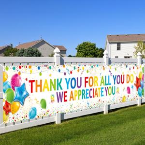 HOWAF Thank You for All You Do Banner We Appreciate You Yard Sign Banner for Staff Teachers Doctors Appreciation Party Decoration, Colorful Employee Appreciation Banners