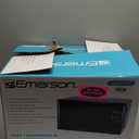 Emerson MW7302B Compact Countertop Microwave Oven with Touch Control, LED Display, 700W, 10 Power Levels, 6 Auto Menus, Glass Turntable and Child Safe Lock, 0.7 Cu., Ft. Black