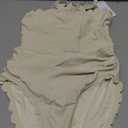 Charmo Strapless High Waisted Bikini Sets for Women Tummy Control Scallop Ribbed Bandeau Swimsuit Lace up Bathing Suits (Small, Beige)