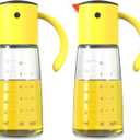Vucchini Olive Oil Dispenser Bottle for Kitchen Auto Flip Vinegar Dispenser-Leakproof Soy Sauce Dispenser Glass Cruet, Non-Drip Spout Cooking Dispenser (Set of 2, 10 oz)