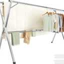 SONGMICS Clothes Drying Rack, Heavy-Duty Laundry Drying Rack, 56.3-93.7 Inches Extendable, Foldable Freestanding Airer, Stainless Steel, for Indoor Outdoor Use, Dove Gray ULLR903E01