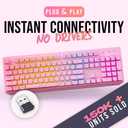 KLIM Chroma Pink Wireless Keyboard RGB Backlit, Rechargeable Battery, Wireless Keyboard with Water-Resistant Durable Design, Compatible with PC, Mac, PS4, PS5