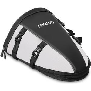 MOSISO Motorcycle Tail Bag Multifunctional Waterproof Polyester Storage Saddle Bag, 10L Outdoor Sports Motorbike Rear Seat Light Tank Handbag Tool Carry Pouch with Shoulder Strap, White