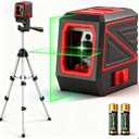 Laser Level with Tripod, 100 feet Green Cross Line Self Rotary Leveling Laser Level, 4 Brightness Adjustment, Manual Self leveling and Pulse Mode,IP54 Waterproof Battery Carrying Bag Included