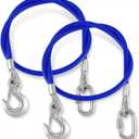 MorningRo 2 Pack 64 Inch Straight Trailer Safety Chains Cables 12000 Lbs Loading for Towing Bar Truck, Safety Chains Towing Trailer with Hooks and Quick Links, Vinyl Coated