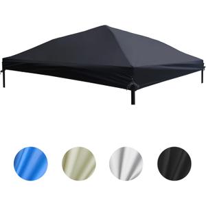 D&ONEHOS 10x10 Canopy Replacement Top, Waterproof Sunshade Canopy Tent Top Roof Cover for Outdoor Garden Patio Pavilion Sunshade with Silver Coated (Top Only,118.5x118.5,Black) (10x10-301*301cm)