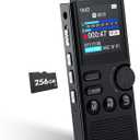 Professional 264GB WUCOTC Digital Voice Recorder - Voice Activated Recorder for Lectures Meetings - 18000 Hours Recording Device with Playback, MP3 Player, Password Protection, Variable Speed., Black