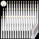 Reginary 50 Pack Flameless Taper Candles with 4 Remote, Battery Operated Flickering Taper Candles 3D Wick Fire LED Faux Wax Warm Lights for Wedding Thanksgiving Christmas Holiday(9.65 Inch)