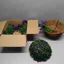 HyeFlora Artificial Fake Hanging Plants Flowers with Basket Outdoor Decor Faux Silk Dasiy Flower Arrangements in Pot Planter for Porch Home Indoor Patio Garden Yard Decoration (Purple 2)