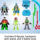 Fisher-Price Imaginext DC Super Friends Preschool Toys Batman Battle Multipack 9-Piece Figure Set with Light-Up Backpack for Ages 3+ Years