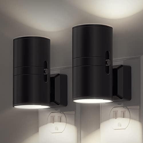 L LOHAS LED Bright Night Light, Modern Night Lights Plug into Wall, 5000K Daylight White, 0-100LM Dimmable Night Lights with Light Sensor, Decorative Night Lights for Hallway Bathroom Kitchen, 2 Pack