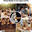 V-Cut Cigar Cutter, Stainless Steel Sharp Blade Cigar Guillotine Scissors for Men(Gold)