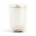 simplehuman 50 Liter / 13 Gallon Hybrid Semi-Round Kitchen Step Trash Can with Secure Slide Lock, Cream Plastic