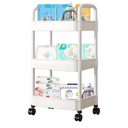 Baby Diaper Caddy, Plastic Movable Diaper Cart with Wheels Newborn Nursery Essentials Baby Diapers Organizer for Changing Table & Crib, Easy to Assemble, White