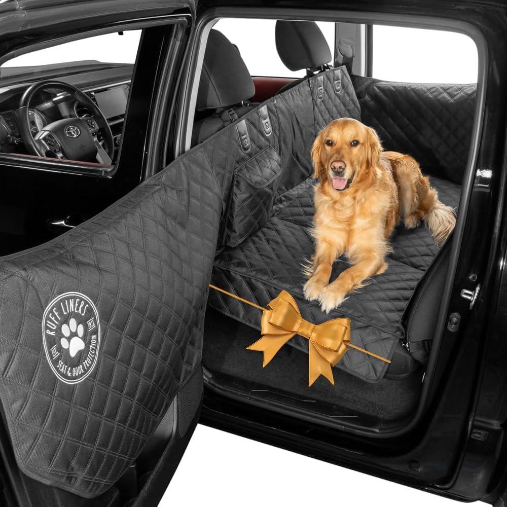 Ruff Liners Large Back Seat Extender for Dogs, Black  As Seen on Shark Tank  Flat Bridge Platform for Full-Size Trucks, Stable Base, 400lb Support, Waterproof  Rigid Back Seat Cover for Dogs