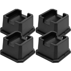 shouwuhho Bed Risers 2 inch, Furniture Risers Elevation in Heights 2 3 4 5 6 7 8 Inch Heavy Duty, Bed Lift Risers for Caster Wheels or Posts of Bed Table Couch, Support up to 6000 lbs, Black, 4 Pack