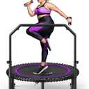 BCAN BT2 450/550LBS Mini Rebounder Trampoline for Adults with Bar, Fitness Trampoline with Bungees, Adjustable Handle, Stable & Quiet, Indoor Outdoor, Whole-Body Workout & Relaxation at Home-40IN/48IN