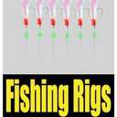 OCEAN CAT 6 Hooks/Pack Fishing Rigs Freshwater Saltwater Rainbow Soft Rubber Skin Colorful Silks Feather Rigs with Carbon Steel String Hooks Glow Beads Fishing Lures Baits Tackle (8#)