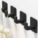 Square Self Adhesive Towel Hooks - 4 Pack Matte Black Metal Hooks, Right-Angle Design for Towels, Robes & Hats, Organize Bathroom, Kitchen, Entryway, Doors, Cabinets on Smooth Surfaces