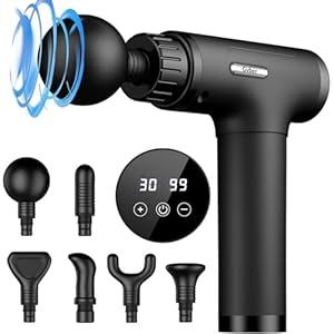 Gvber Massage Gun Deep Tissue, Mini Percussion Massage Gun for Athletes, Portable Muscle Massage Gun with 6 Massage Gun Attachments for Pain Relief - Back, Neck, Body & 30 Speed (Black)