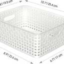 WYT Woven Plastic Storage Baskets, 6 Pack White Weave Bins Organizer, 10.1" x 7.55" x 4.1"