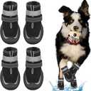 Dog Shoes for Large Small Medium Dogs - Breathable Dog Boots for Summer Hot Pavement Waterproof Paw Protector for Outdoor Walking (Black-B, #7 (3.34"*2.75")(L*W) for 40-58 lbs)