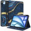 ZoneFoker Case for iPad Air 11-inch M3/M2 (2025/2024), iPad Air 5th/4th Generation 10.9'' (2022/2020), iPad Pro 11 (4th/3rd/2nd/1st Gen), Multi-Angle Stand Cover with Pencil Holder, Marble Ocean Blue