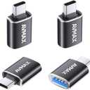 AVMAX USB C to USB A Adapter 4 Pack, USBC Male to USB A 3.0 Female OTG Adapter, Type C Male to Type A Female 3.0 OTG Adapter for Apple iPhone 16 15, Flash Thumb Drive,Mac,iPad,Samsung Galaxy