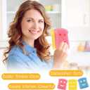 2 x 3-Pack Toast-Shaped Kitchen Dish Scrub Sponges, Temperature Controlled Colorful Non-Scratch Dual-Sided Cleaning Pads, Multipurpose Premium Cleaning Sponges for Kitchen, Bathroom & Household Use