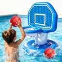 Pool Toys Inflatable Pool Floats Set, Inflatable Pool Basketball Hoop with 2 Balls for Indoor Outdoor Toddler Toys, Poolside Basketball Hoop Summer Water Toys for Boys Girls Age 3+