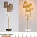 Boho Floor Lamp, 68in. Rattan floor lamp with Natural Woven Shade, Rustic Standing Lamp for Coastal, Beach or Bohemian Style Decor, E26 Socket, On/Off Footswitch Lamp for Living room, Bedroom (Gold)
