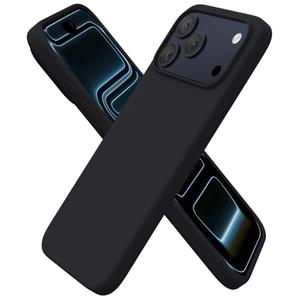 ORNARTO Compatible with iPhone 17 Pro Max Case 6.9", Slim Liquid Silicone 3 Layers Soft Gel Rubber Shockproof Protective Cover with Anti-Scratch Microfiber Lining-Black