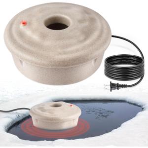 Dreyoo Floating Pond Heater, 100W Pond Deicer with 9.84 FT Cord, Thermostatically Control and Anti Sinking Ponds Heater for Outdoor Ponds with Fish, Winter Survival Solution for Pool Fish (Grey) (Gray)