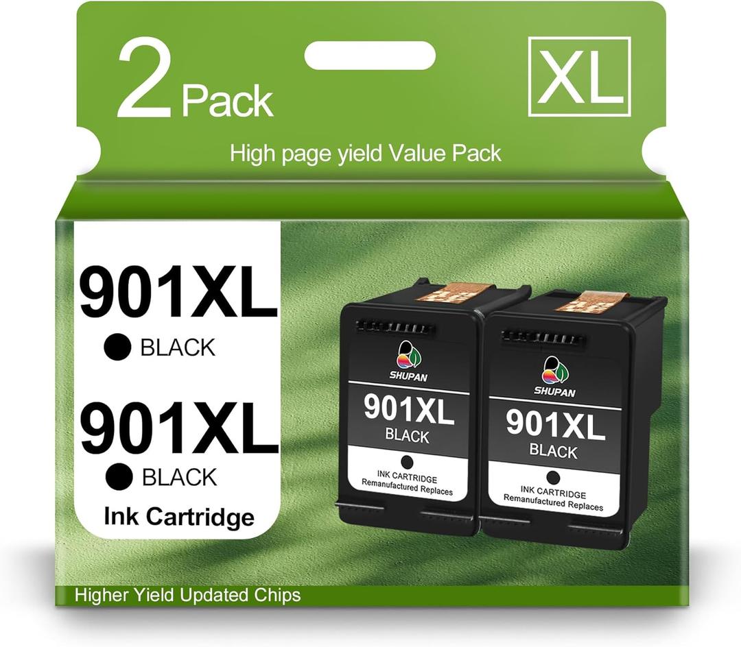 901 Black Ink Cartridges Value Pack Replacement for HP 901 901 XL Use with HP OfficeJet 4500 J4500 J4524 J4540 J4550 J4580 J4680c J4680 J4624 J4640 J4660 (2-Black)