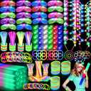 OLUPP 282 PCS Glow in the Dark Party Supplies, 18 Foam Sticks, 18 LED Glasses, 200 Glow Sticks, 30 Finger Lights, 8 Bunny Ear Headband and 8 LED Cat Ear Headband for Wedding,Birthday,Concert,New Year