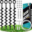 Ground Anchors Shed Anchors Kit with 1/8" Galvanized Cable and Turnbuckles, Trampoline Stakes Heavy Duty Earth Anchor for Sheds Canopy Gazebo Mobile Home Swing Set(4x15in)