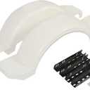 ECOTRIC Set of 2 Single Axle Trailer Fenders 13" Wheels Tire Skirt Boat 39.7" long x 8.8" wide x 11.4" tall 300 lbs (White)