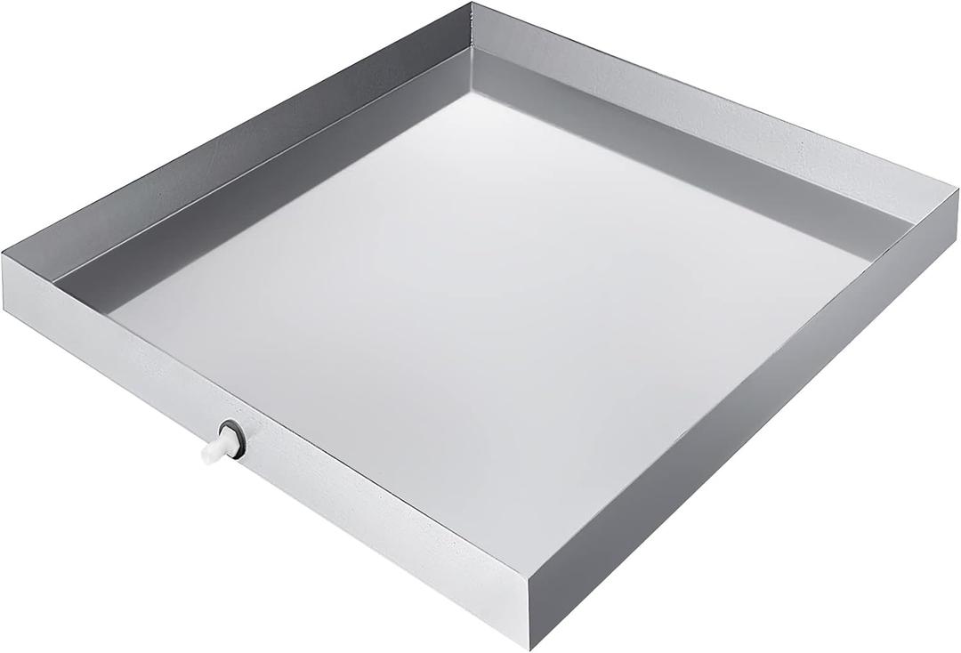 VEVOR 32 x 30 x 2.5 Inch Washing Machine Pan 18 GA Thickness 304 Stainless Steel Heavy Duty Compact Washer Drip Tray with Drain Hole & Hose Adapter