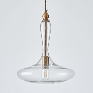 Large Clear Glass Pendant Lights Kitchen Island Pendant Light Brass Kit Adjustable Cord Hanging Light for Dining Room Bar Counter (13 Inch)