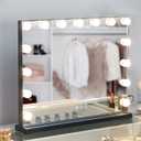 Hansong Black Vanity Mirror with Lights Large Hollywood Vanity Mirror with 15 LED Bulbs Lighted Makeup Mirror 3 Color Lighting Modes for Bedroom