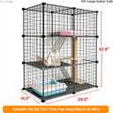 DIY Modular Cat Playpen 2x3x1 Grid | Compact Indoor Cat Enclosure | Foldable Black Wire Metal Cat Cage with Multi-Level Shelves | Fits 1 Cat (43.7" x 29.5" x 15.35")