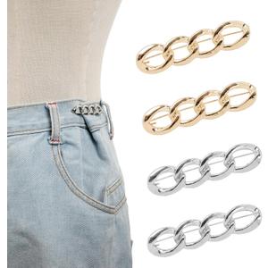 6pcs Adjustable Jean Tightening Clips, No Sew & No Tools Pants Waist Tightener, Fashionable Metal Jean Button Pins for Pants Skirts Coats