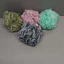 AmazerBath Loofah Sponge 75g/ Piece, Exfoliating Bath Sponge Body Scrubber, Large Loofa Set of 4 - White Grey-Pink-Army Green-Green