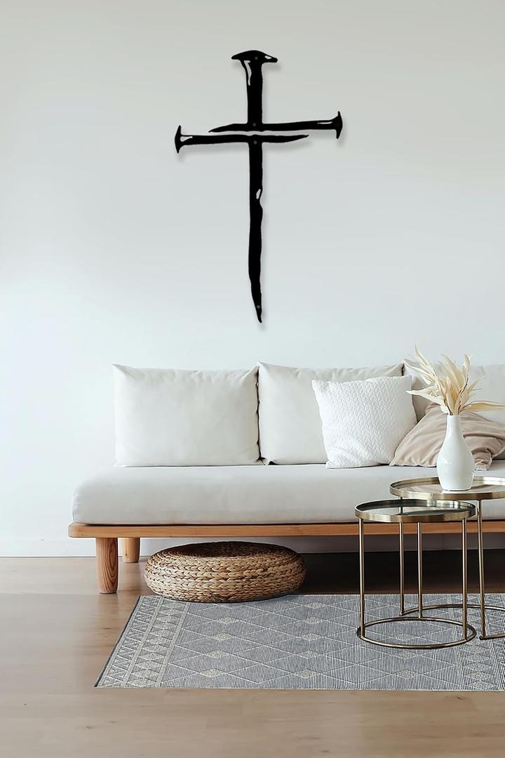 RESACO Wall Cross Jesus Crosses Wall Decor Religious Metal Wall Art Minimalist Decorations for Church Home Office Baptism Decor Gift for a Christian14x23in (23L" x 14W")